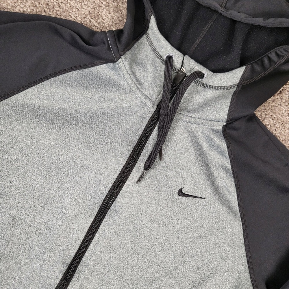 Nike Women's Therma-FIT All Time Full Zip Fleece Hoodie Gray Black 683656-068 M